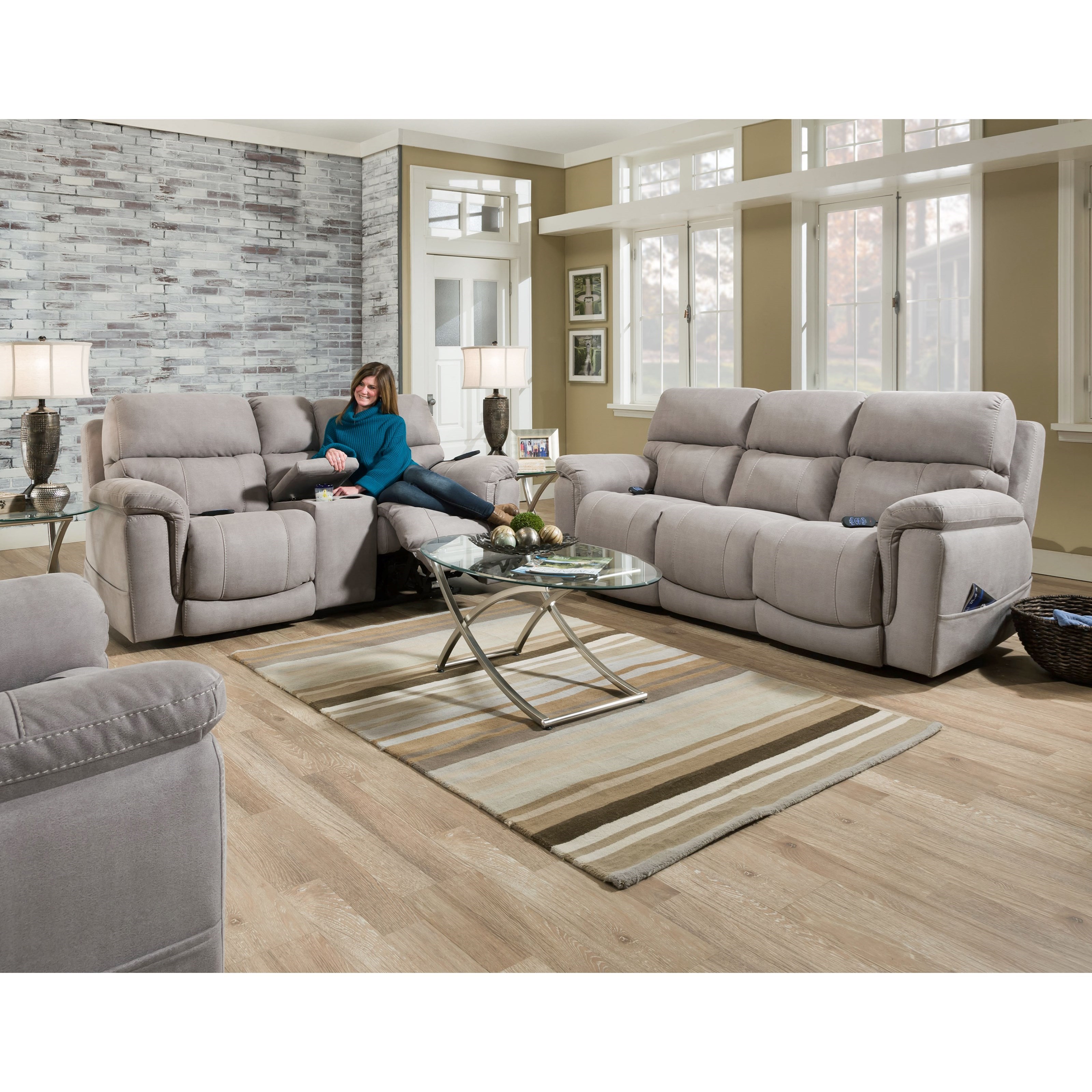 HomeStretch 175 Collection Double Reclining Power Sofa Darvin Furniture Reclining Sofas